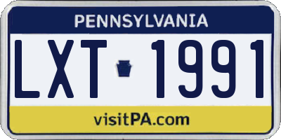 PA license plate LXT1991