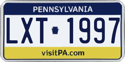 PA license plate LXT1997