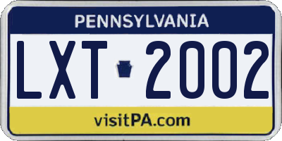 PA license plate LXT2002