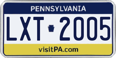 PA license plate LXT2005