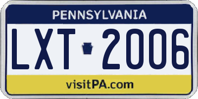 PA license plate LXT2006