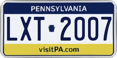 PA license plate LXT2007