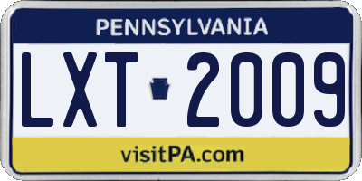 PA license plate LXT2009