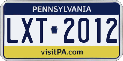 PA license plate LXT2012