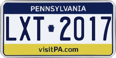 PA license plate LXT2017