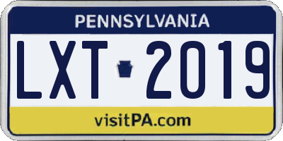 PA license plate LXT2019