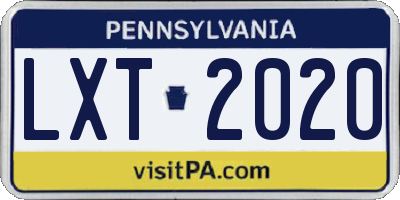 PA license plate LXT2020