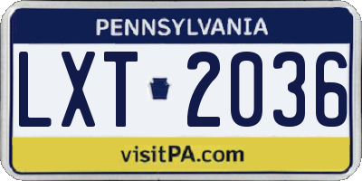 PA license plate LXT2036