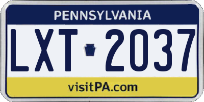PA license plate LXT2037
