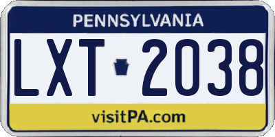 PA license plate LXT2038