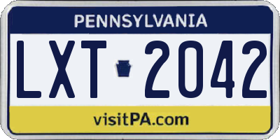 PA license plate LXT2042