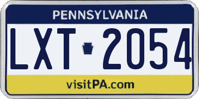 PA license plate LXT2054
