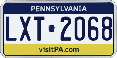 PA license plate LXT2068