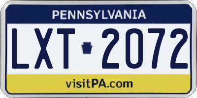 PA license plate LXT2072