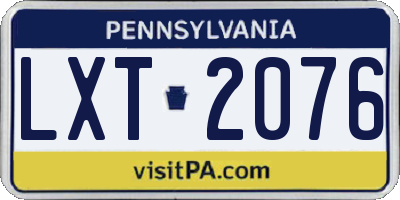 PA license plate LXT2076