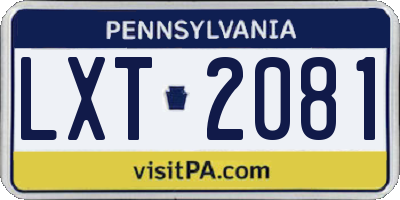 PA license plate LXT2081