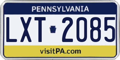 PA license plate LXT2085