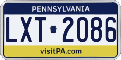 PA license plate LXT2086