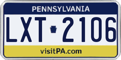PA license plate LXT2106
