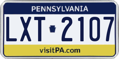 PA license plate LXT2107