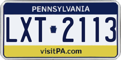 PA license plate LXT2113