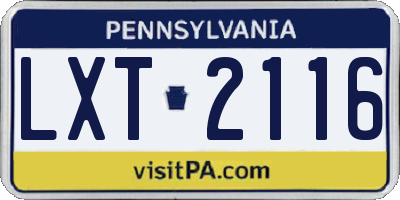 PA license plate LXT2116