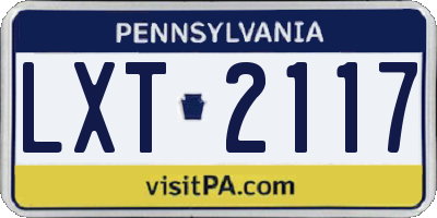 PA license plate LXT2117