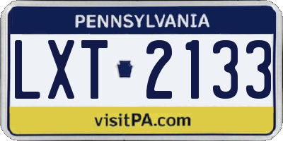 PA license plate LXT2133