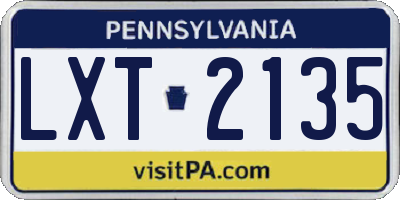 PA license plate LXT2135