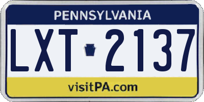PA license plate LXT2137