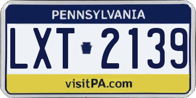 PA license plate LXT2139