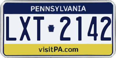PA license plate LXT2142