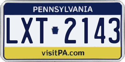 PA license plate LXT2143