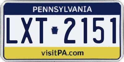 PA license plate LXT2151
