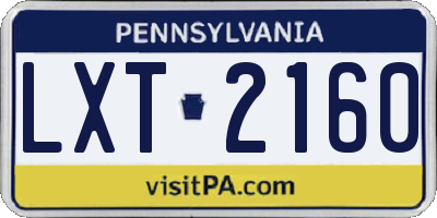 PA license plate LXT2160