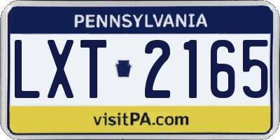 PA license plate LXT2165