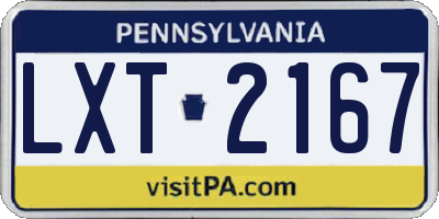 PA license plate LXT2167