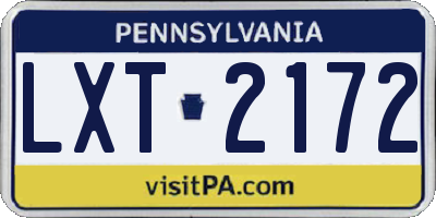 PA license plate LXT2172