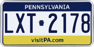 PA license plate LXT2178