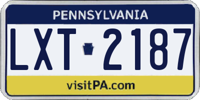 PA license plate LXT2187