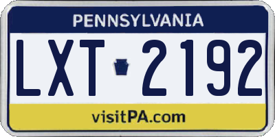 PA license plate LXT2192