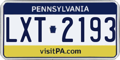 PA license plate LXT2193