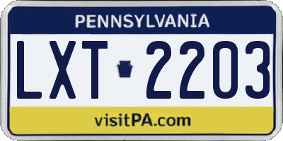 PA license plate LXT2203