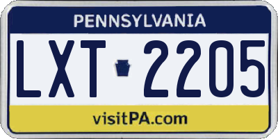 PA license plate LXT2205