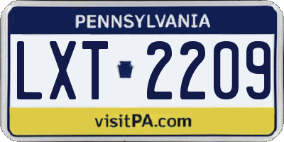 PA license plate LXT2209