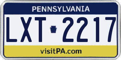 PA license plate LXT2217