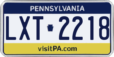 PA license plate LXT2218
