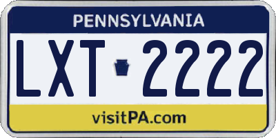 PA license plate LXT2222