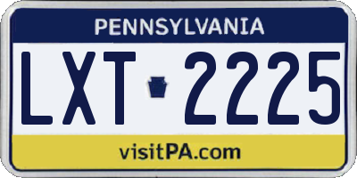 PA license plate LXT2225