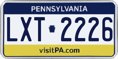 PA license plate LXT2226